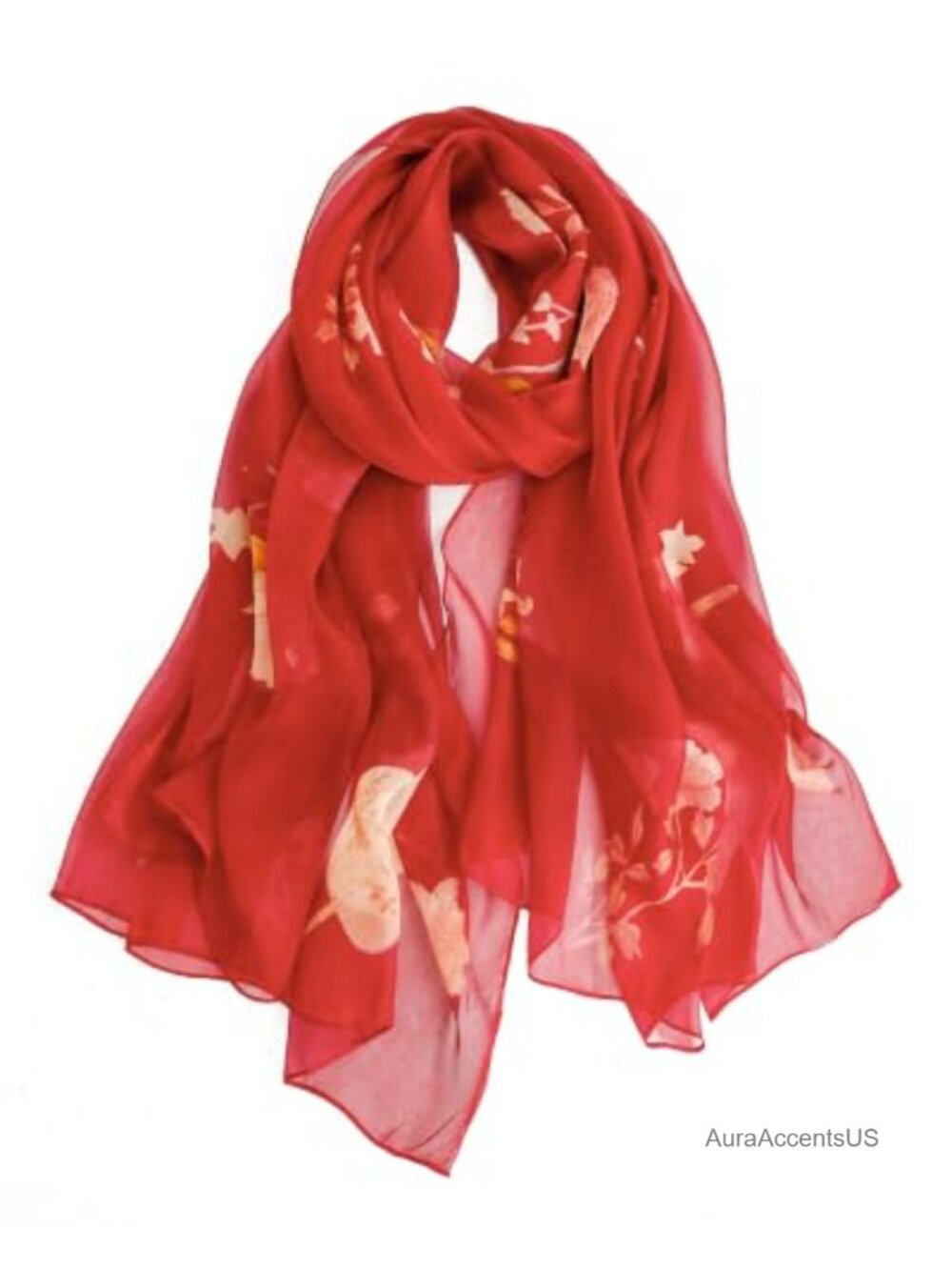 100% Mulberry Silk Chiffon Scarf Shawl Wrap 69x43 Lightweight Large